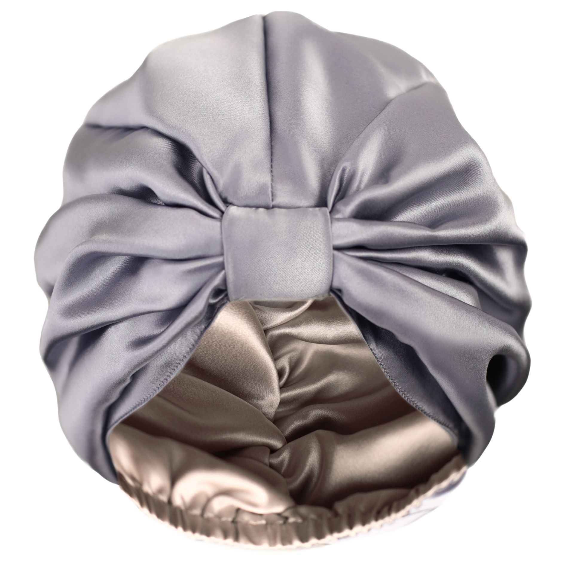 Qrown 2 sided silk turban grey beige